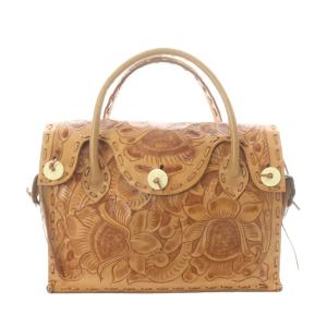 Maestra M マエストラ ハンド トートバッグ シャモア レザー 型押し 草木 手彫り /RI OS