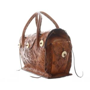 CARVING TRIBES Maestra マエストラ M ダークブラウン トートバッグ ハンド レザー 型押し 草花 手彫り /RI