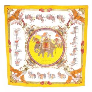 スカーフ カレ90 CAPARACONS DE LA FRANCE ET DE LINDE 馬かざり シルク