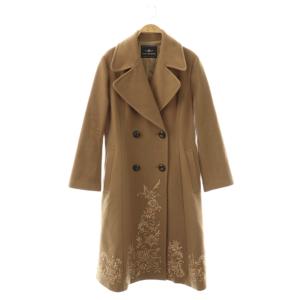 23AW 刺繍ウールコート 38 ブラウンベージュ