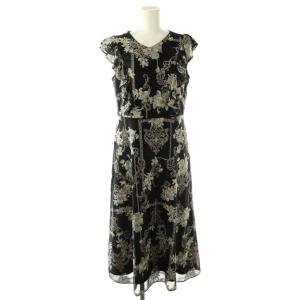 22AW オーナメント刺繍 ワンピース ノースリーブ 38 ブラック マルチカラー /ES OS SH