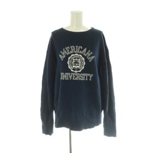 ×Americana Col  アメリカーナ トレーナー 紺 ネイビー クルーネック ロゴプリント 長袖