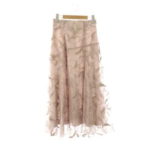 24AW 刺繍 チュールスカート フレア ロング 0 ピンク /HK OS
