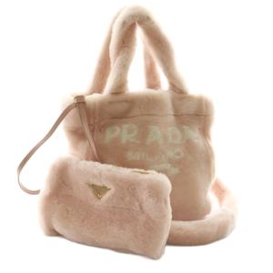 シアリングトート バッグ 2WAY フェイクファー ピンク 1BG447