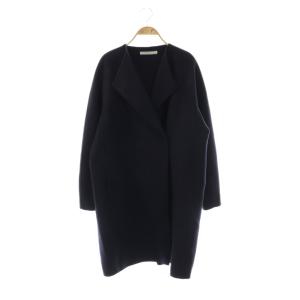MOTION MARIO ウールカシミヤ ダブルフェイスコート ノーカラー ロング 40 ネイビー /HK