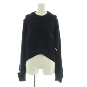 ESSENCEOFLUXURY 25AW クラッシュタックニット セーター 長袖 ウール F ネイビー