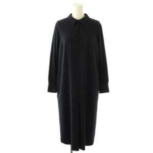 ロングスリーブ ボタンフロント ドレス ワンピース 0 ネイビー /DF OS