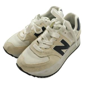 New Balance 574+ スニーカー US6 エクリュ ネイビー