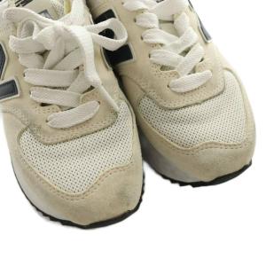 New Balance 574+ スニーカー US6 エクリュ ネイビー