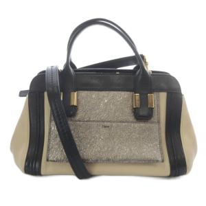 アリス ミニ ハンドバッグ ショルダーバッグ 2way レザー ロゴ ベージュ 黒 ブラック /SR OH