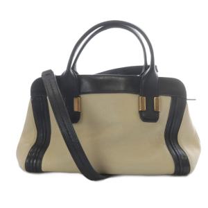Chloe アリス ミニ ハンドバッグ ショルダーバッグ 2way レザー ロゴ ベージュ 黒 ブラック /SR OH