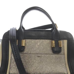 Chloe アリス ミニ ハンドバッグ ショルダーバッグ 2way レザー ロゴ ベージュ 黒 ブラック /SR OH