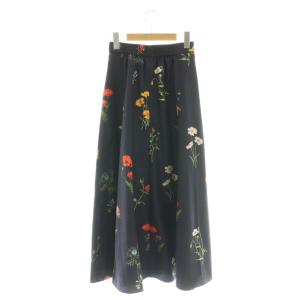 25SS フレアプリントスカート ロング 花柄 0 ネイビー /DF OS