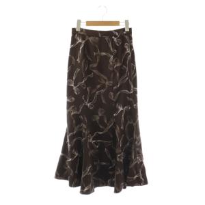 24AW リボンプリントマーメイドスカート 0 ブラウン ホワイト /DO OS
