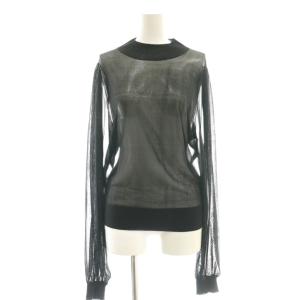 23SS Silk Sheer Puff ニット カットソー プルオーバー シアー ブラック /CX OS