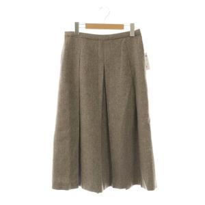 25AW ヘリンボーンツィードタックスカート ロング L グレージュ /HK OS