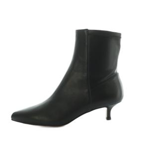 NAPPA-NERO ショートブーツ ポインテッドトゥ レザー 38 25.0cm 黒 I-2400-SASSUOLO