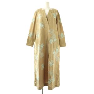 24AW Cotton Linen Plants Embroidery Dress ワンピース