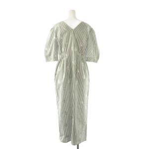 NE QUITTEZ PAS! 24SS Poplin Foil Print Dress ワンピース 半袖 ロング コットン M 白 紺