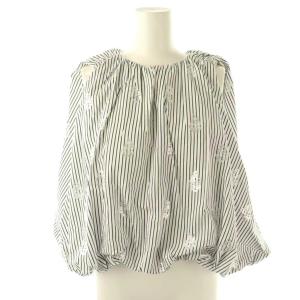25SS Poplin Foil Print Balloon Top ブラウス ストライプ ノースリーブ