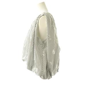 NE QUITTEZ PAS! 25SS Poplin Foil Print Balloon Top ブラウス ストライプ ノースリーブ