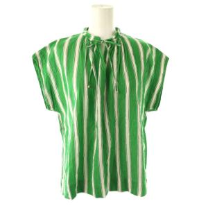 24SS Cotton Voile Stripe French Sleeve Blouse ブラウス ストライプ