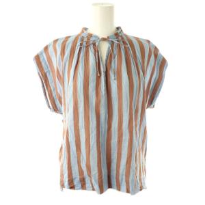 24SS Cotton Voile Stripe French Sleeve Blouse ブラウス ストライプ
