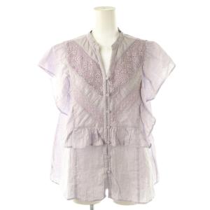 25SS Cotton Lurex Stripe Lace Mix Blouse ブラウス レース フレンチスリーブ