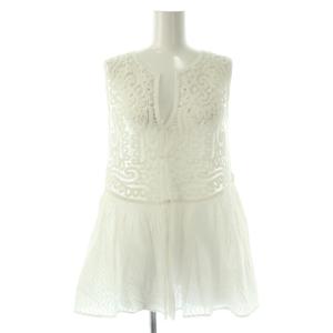 25SS Cotton Jacquard Lace Yoke Top ブラウス ノースリーブ 前開き コットン