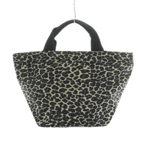 1027F ナイロン舟型トートM レオパード柄 アイボリー ブラック