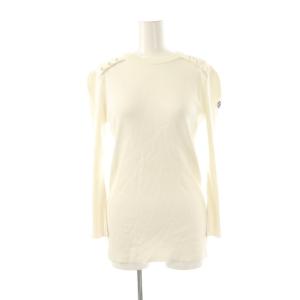 PEARL ROUND NECK TOP ニット カットソー 八分袖 38 ホワイト /HK OS SH