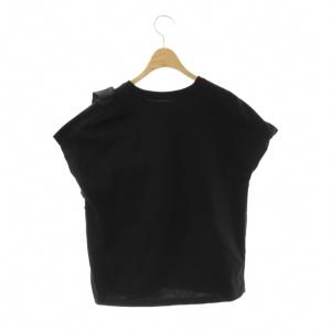 Loulou Willoughby 25SS ギャザーレイヤーTシャツ カットソー フレンチスリーブ 2 ブラック /HK OS SH