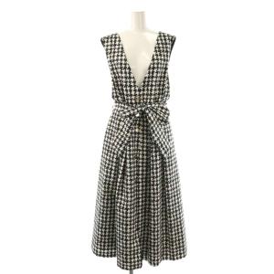 23AW ハウンドトゥースジャンパースカート ロング 千鳥格子 38 ブラック ホワイト /HK OS