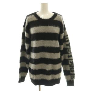 フェザーボーダー プルオーバー セーター F 黒 ブラック 灰色 グレー 長袖 ラウンドネック /AG