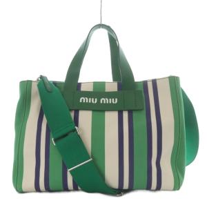 トートバッグ 2way キャンバス×レザー グリーン ホワイト 5BA111