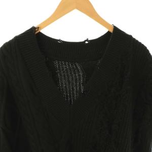 GRACE CONTINENTAL 24AW クラッシュニットトップ ベスト プルオーバー 36 ブラック /DF OS