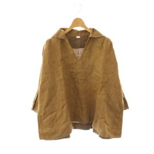 リネンヘリンボーンスキッパーブラウス 0 ブラウンベージュ /DO OS