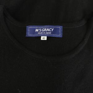 M'S GRACY ニット ワンピース ロング 長袖 フレアスリーブ 刺繍 ウール 40 ブラック /MY OS