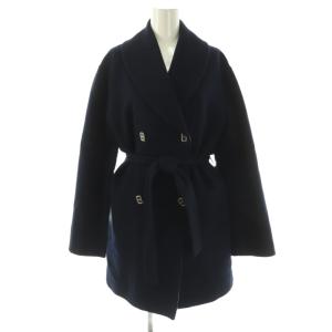 ウール シェーヌダンクル ベルテッドコート I36 ネイビー