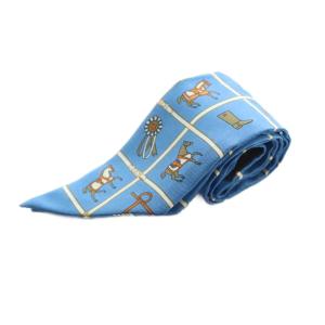 Couvertures et Tenues de Jour ツイリー スカーフ シルク 総柄 ブルー