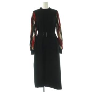 ウールアクリルブレンニットワンピース 長袖 ロング 38 黒 /NR OS