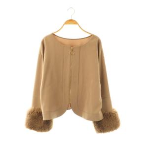 ファーカフス 2WAY トップス ノーカラーブラウス ジップ 38 ライトブラウン /ES OS