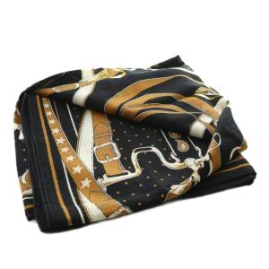 HERMES カレ140 朝の散歩 スカーフ ブラック ブラウン