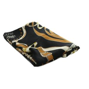 HERMES カレ140 朝の散歩 スカーフ ブラック ブラウン