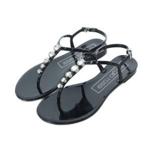 トング サンダル アンクルストラップ 36 23cm 黒 ブラック ビジュー装飾 /RI OS