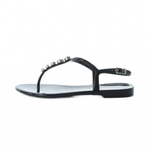 Sergio Rossi トング サンダル アンクルストラップ 36 23cm 黒 ブラック ビジュー装飾 /RI OS