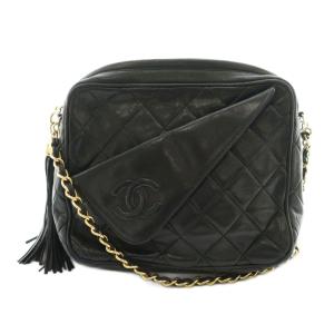 マトラッセ 0番台 フリンジ チェーンショルダーバッグ ココマーク ブラック