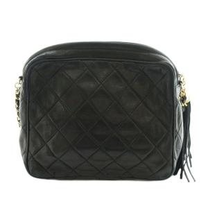 CHANEL マトラッセ 0番台 フリンジ チェーンショルダーバッグ ココマーク ブラック
