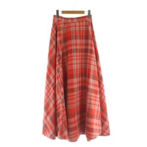 EVELYN CHECK FLARE SKIRT スカート ロング チェック フレア M 赤 02220920920