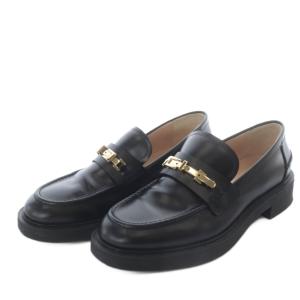 バックルディテールレザーローファー 37.5 ブラック